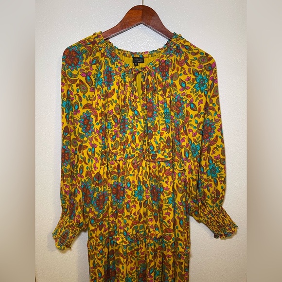 House of Harlow 1960 boho floral paisley print  long sleeve maxi dress size M - Picture 4 of 12